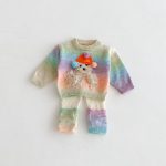【73-110cm】セットアップ 女の子 カラフル ボーダー ニット - 画像 (9)