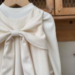 【73-100cm】トップスorワンピース 女の子 ベルベット 蝶結び 無地 - 画像 (9)