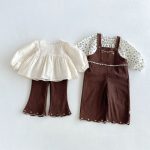 【80-130cm】シャツorパンツorサロペット 女の子 パフスリーブ 刺繍 - 画像 (3)