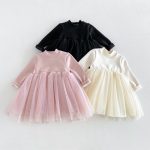 【80-130cm】ワンピース 女の子 無地 チュール 裏起毛 - 画像 (7)