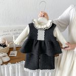 【73-100cm】セットアップorトップス ベビー 裏起毛 ダブル フリル襟 - 画像 (5)