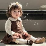 【73-100cm】ジャンパースカート＆トップス 女の子 フリル くま刺繍 - 画像 (4)