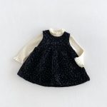 【80-130cm】ワンピースorニット 女の子 ドット 裏起毛 フリル襟 - 画像 (3)