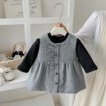 【73-100cm】トップスorワンピース 蝶結び キルティング 裏起毛 - 画像 (6)