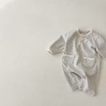【66-90cm】オールインワンor帽子 ベビー 長袖ボーダー柄 ポケット - 画像 (3)