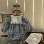 【73-90cm】ロンパース ベビー リボン チェック - 画像 (4)
