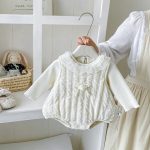 【66-90cm】ロンパース orトップス ベビー フラワー チュール襟 - 画像 (4)