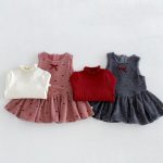 【80-130cm】トップスorワンピース 女の子 蝶結び 裏起毛 ハイネック - 画像 (9)