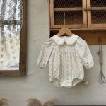 【73-90cm】ロンパース ベビー 丸襟 小花柄 - 画像 (4)