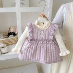 【73-100cm】トップスorワンピース ベビー 裏起毛 フリル襟 - 画像 (6)