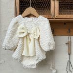 【73-90cm】ロンパース ベビー 蝶結び パフスリーブ - 画像 (5)