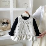 【73-100cm】トップスorワンピース 厚手ドット フリル襟 - 画像 (4)