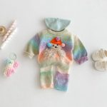 【73-110cm】セットアップ 女の子 カラフル ボーダー ニット