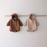 【66-90cm】ロンパース ベビー 熊柄 帽子付き - 画像 (2)
