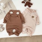 【66-90cm】ロンパース ベビー クマ柄 帽子付き - 画像 (4)