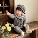 【66-90cm】オールインワン ベビー 暖かい ハート セーラー - 画像 (5)