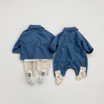 【66-90cm】オールインワン ベビー デニム 折り襟 - 画像 (10)