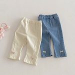 【80-120cm】デニムパンツ 女の子 リボン付き 無地 - 画像 (5)