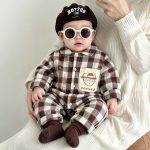 【66-90cm】オールインワン ベビー チェック 折り襟 - 画像 (4)
