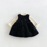 【80-130cm】ワンピースorニット 女の子 ドット 裏起毛 フリル襟 - 画像 (8)