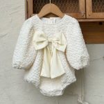【73-90cm】ロンパース ベビー 蝶結び パフスリーブ - 画像 (6)