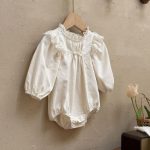 【73-90cm】ロンパース ベビー レース 切替 - 画像 (9)