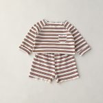【80-130cm】セットアップ キッズ カジュアル ボーダー - 画像 (5)