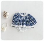 【66-90cm】ロンパース ベビー チェック レース - 画像 (3)