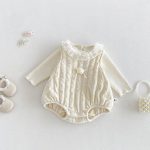 【66-90cm】ロンパース orトップス ベビー フラワー チュール襟 - 画像 (2)