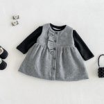 【73-100cm】トップスorワンピース 蝶結び キルティング 裏起毛 - 画像 (2)