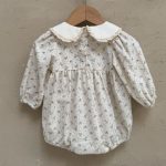 【73-90cm】ロンパース ベビー 丸襟 小花柄 - 画像 (6)