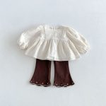 【80-130cm】シャツorパンツorサロペット 女の子 パフスリーブ 刺繍 - 画像 (6)