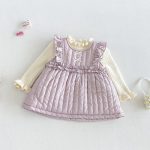 【73-100cm】トップスorワンピース ベビー 裏起毛 フリル襟 - 画像 (2)