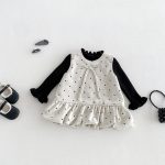 【73-100cm】トップスorワンピース 厚手ドット フリル襟 - 画像 (2)