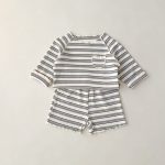 【80-130cm】セットアップ キッズ カジュアル ボーダー - 画像 (4)