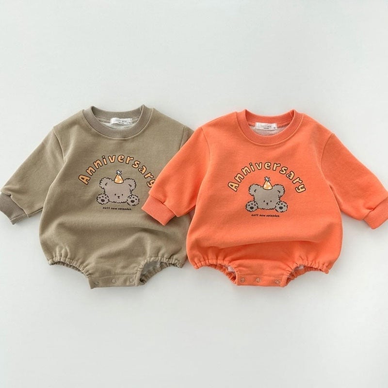 127b345cba879d416a3d1a9c803c4931.jpg 【66-90cm】ロンパース ベビー クマ柄 プリント - 画像 (1)