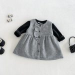【73-100cm】トップスorワンピース 蝶結び キルティング 裏起毛 - 画像 (8)