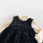 【80-130cm】ワンピースorニット 女の子 ドット 裏起毛 フリル襟 - 画像 (9)