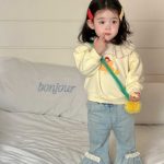【73-110cm】スウェットorデニムパンツ 女の子 レース襟 カートゥーン - 画像 (7)