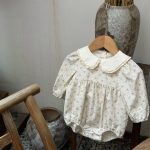 【73-90cm】ロンパース ベビー 丸襟 小花柄 - 画像 (7)