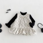 【73-100cm】トップスorワンピース 厚手ドット フリル襟 - 画像 (5)