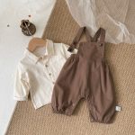 【66-90cm】サロペットロンパース&シャツセット ベビー ファッション - 画像 (13)