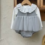 【73-90cm】Tシャツorロンパース 女の子 レース襟 チュール 切替 - 画像 (4)