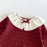 【66-90cm】ロンパース ベビー 丸襟 ドット - 画像 (6)