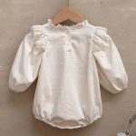 【73-90cm】ロンパース ベビー レース 切替 - 画像 (3)