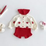 【66-90cm】カーディガン＆レギンス ベビー イチゴ ニット - 画像 (3)