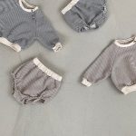 【66-90cm】セットアップ ベビー ボーダーク 韓国風 - 画像 (5)