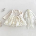 【73-100cm】 ワンピースorトップス ベビー 裏起毛 チュール - 画像 (2)