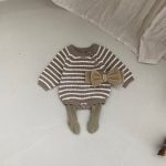 【66-90cm】ロンパース ベビー ボーダー ニット 暖かい - 画像 (10)