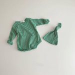 【80-90cm】ロンパース&帽子 ベビー ワッフル ボーダー - 画像 (8)